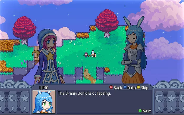 A rabbit girl, Luna, telling the main character, Neru 'The Dream World is collapsing'.