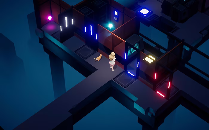 A girl and a cat in one of the game's levels